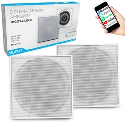 Caixa Ativa Sistema Som Ambiente Bluetooth Quadrada Passiva Arandela de Embutir Teto