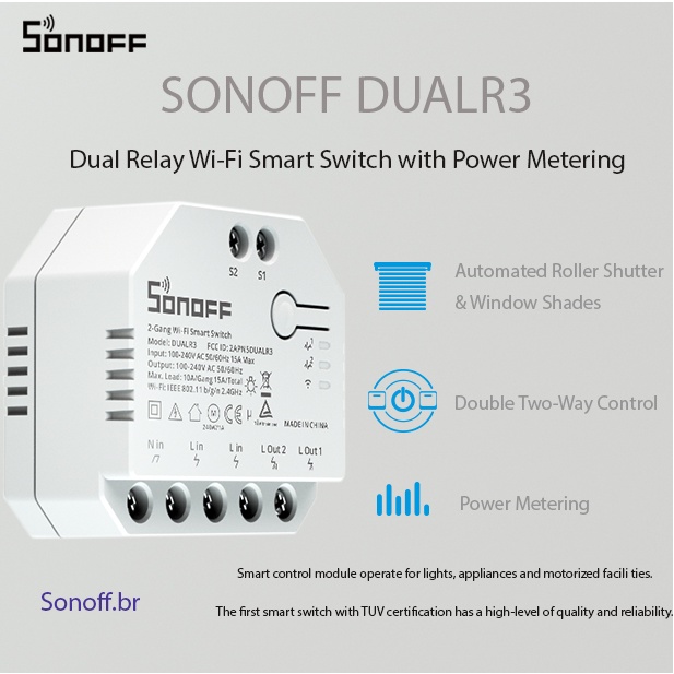 SONOFF DUALR3 Dual Módulo De Relé Wi-Fi DIY MINI Interruptor De Duas Vias Medidor De Energia 2 Gang/Way Switch Tempo De Casa Inteligente eWeLink APP - Home Appliances
