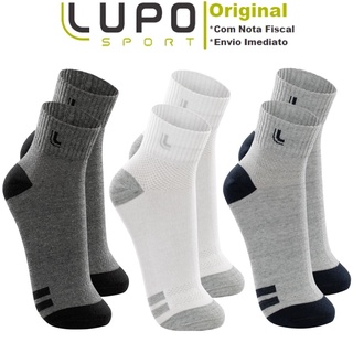 Kit Com 3 Pares De Meia Alta Modelo Algodão Cano Médio Original Lupo Esportiva Unissex