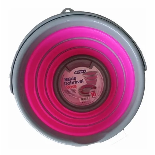 Detalhes do Balde Dobrável 10l Silicone Bompack Flexível Retrátil