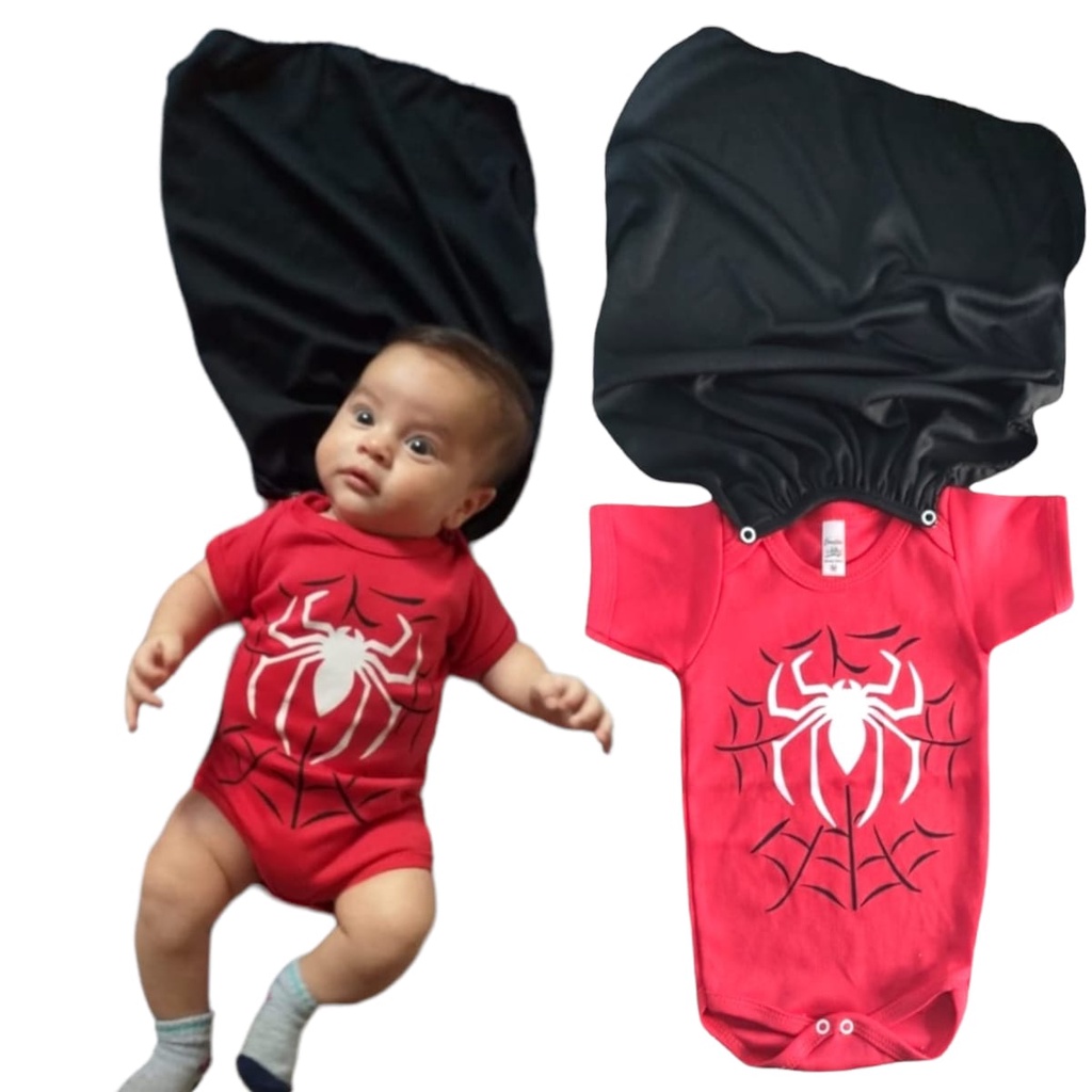 Body com capa removível HOMEM ARANHA Heróis Bebê Fantasia Mesversário bebê  promoção 100% algodão barato roupa pra bebê