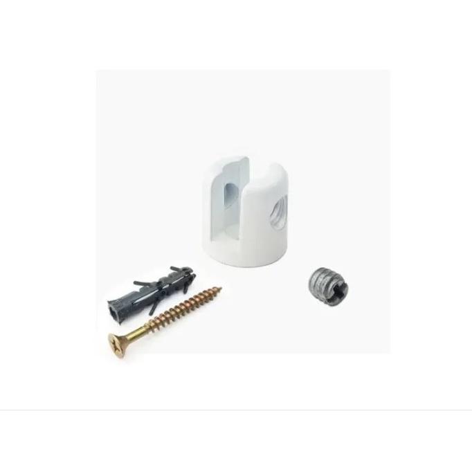 Suporte Fenda U 08mm Branco Prateleira de vidro 02 Pçs+bucha+paraf