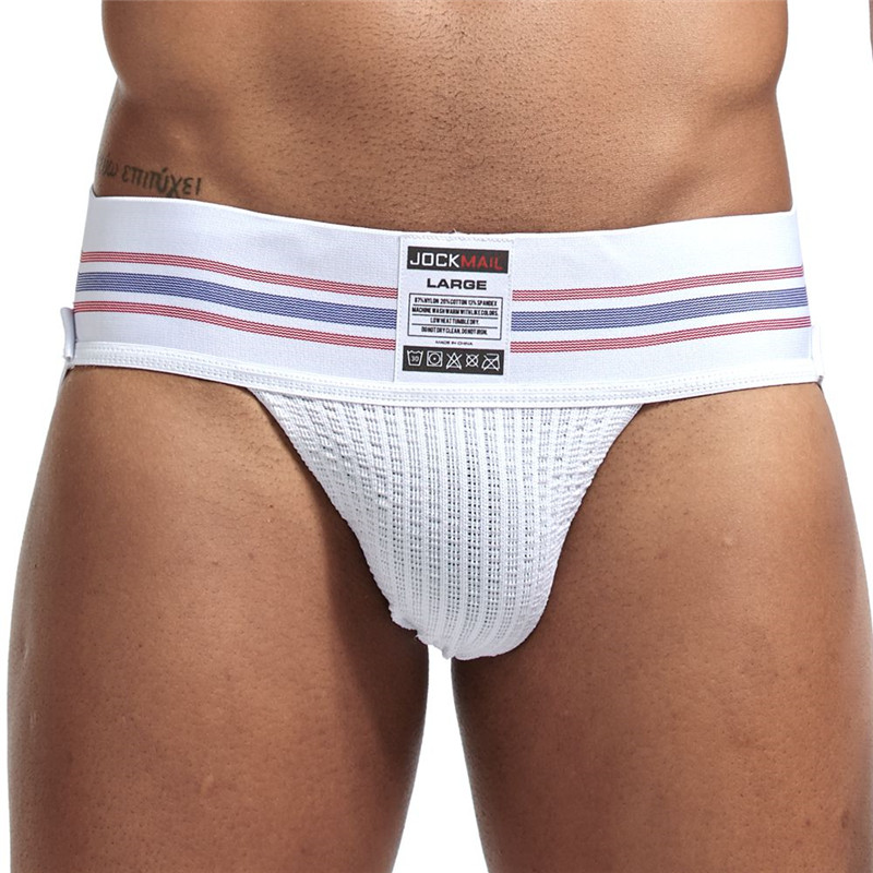 Jockmail Masculino Jockstrap Roupa Interior 3.15 " Cintura Cor Sólida Esportes Respirável Cuecas Baixa Troncos Grandes