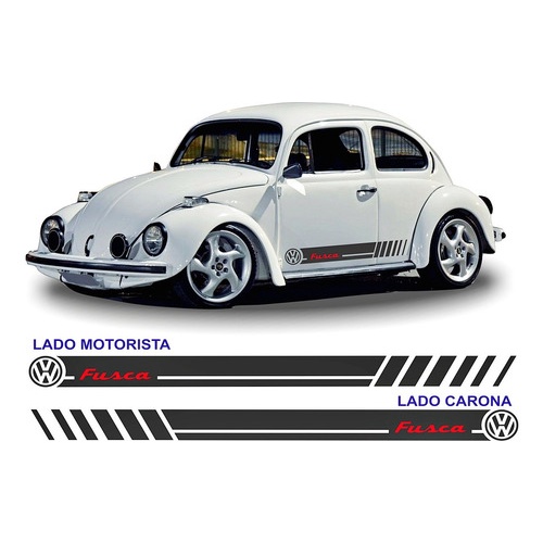 Kit Vw Fusca 1300 1500 Faixas Lateral Adesivos Par de 1965 Ate 1996
