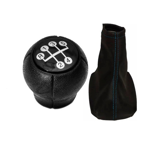 Kit Coifa Cambio Costura Azul + Manopla Cambio Preta Corsa Celta Vectra Meriva