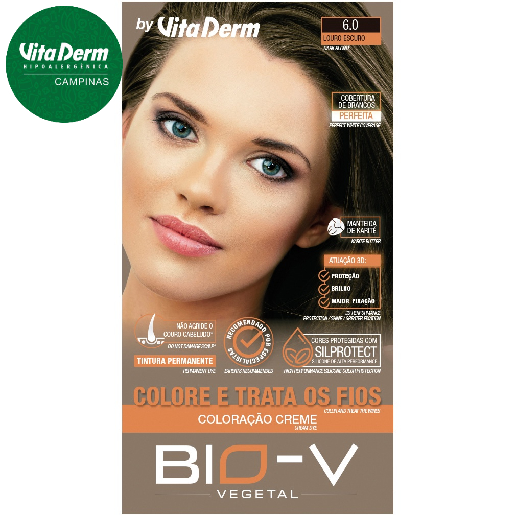 Coloração Vita Derm Bio V - Cor: 6.0 Louro Escuro Tinta de Cabelo em Oferta na Shopee
