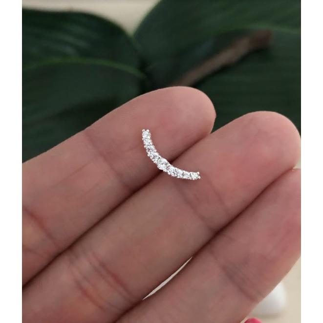 Piercing Cluster Cravejado Prata 925 Fecho Bola Zircônias em Oferta na Shopee