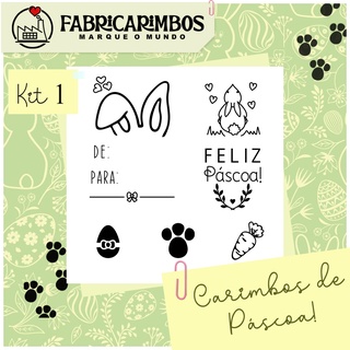Kit de Carimbos de Páscoa Sacola - coelho, ovo, feliz páscoa, pegada - Veja Tamanhos na Descrição em Oferta na Shopee