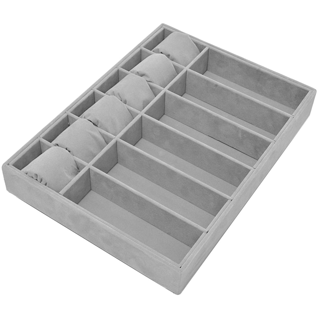 Bandeja organizadora Para 6 Relógios E 6 Óculos Acompanha 06 Almofadas em veludo na cor Cinza em Oferta na Shopee