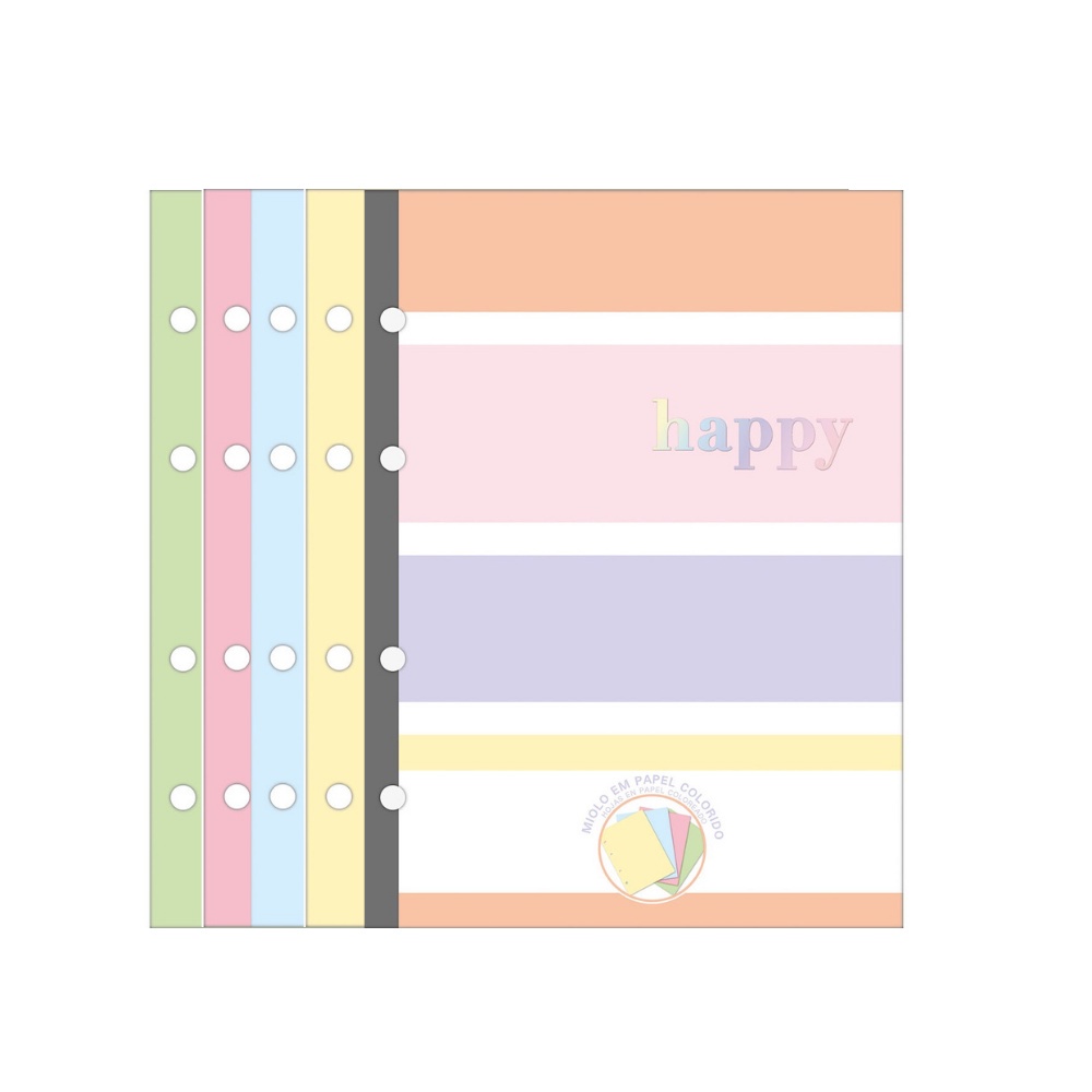 Refil de Folhas Coloridas para Fichário Colegial B5 Sem Pauta TILIBRA