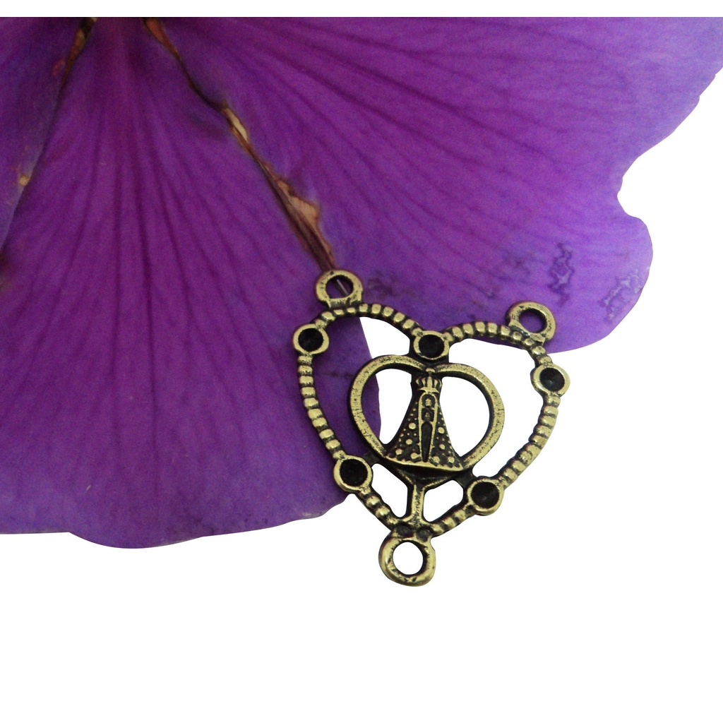 25 Entremeio Para Terço Nossa Senhora Aparecida Ouro Velho - Entremeio Nossa Senhora Aparecida - Terço Católico