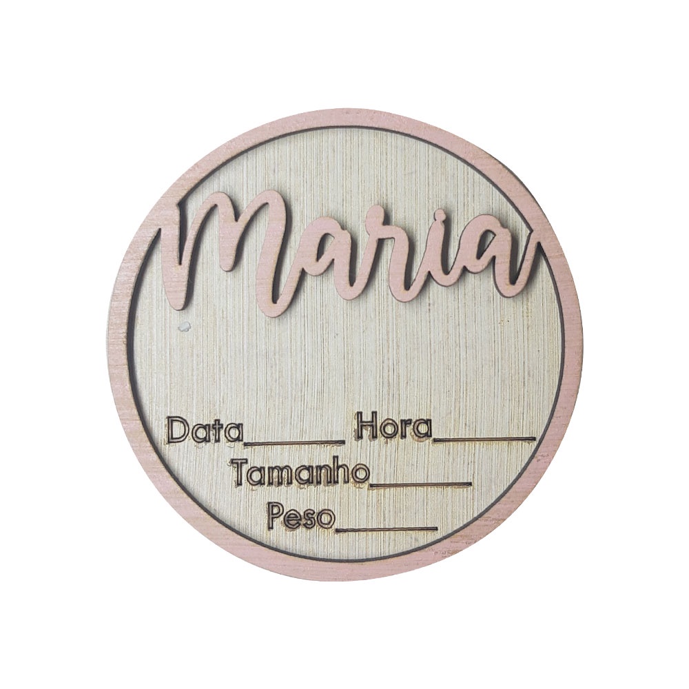 Lembrancinha da Maternidade com Informações 8x8 Mod Feminino Mdf Madeira