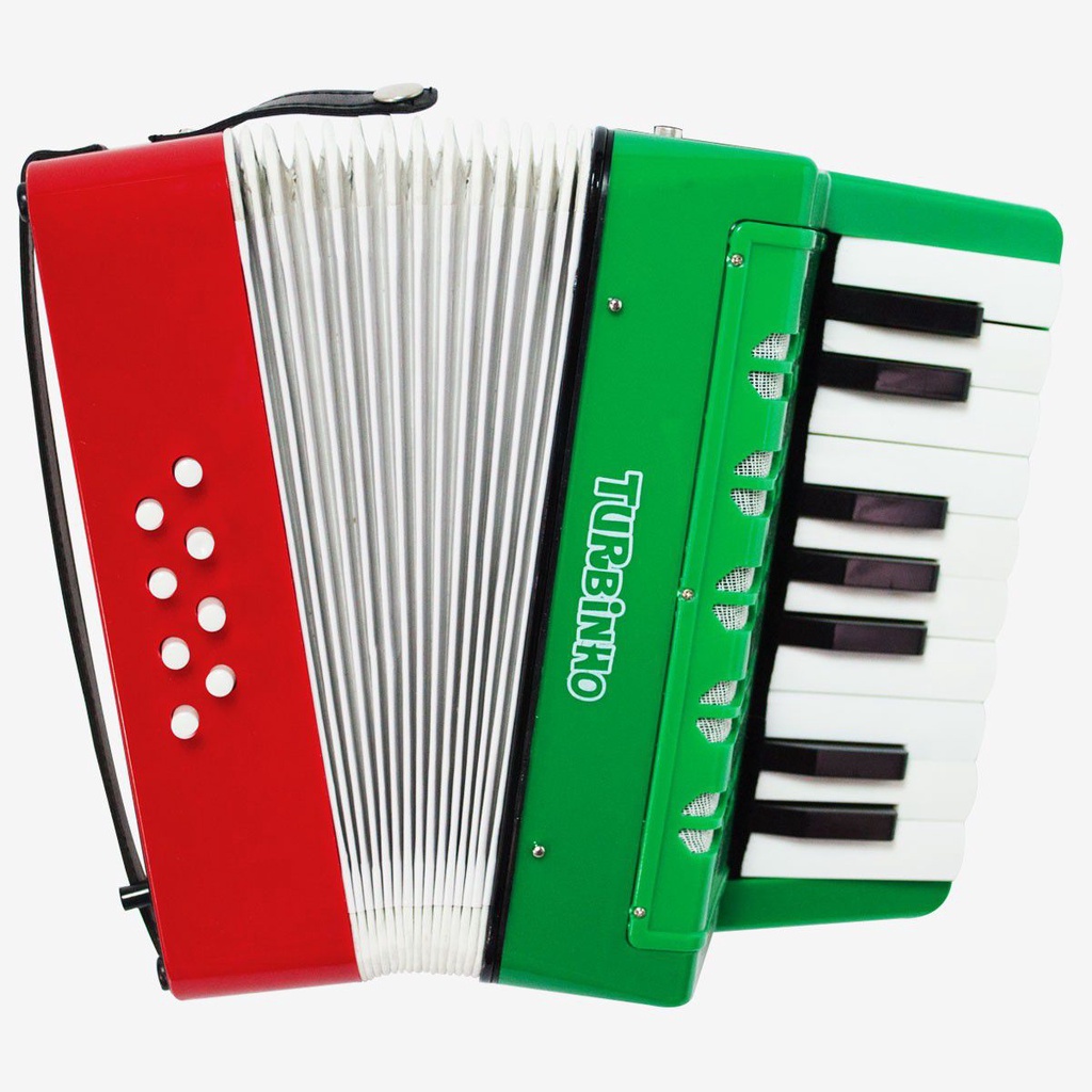 Acordeon Infantil 8 Baixos Verde com Vermelho Turbinho