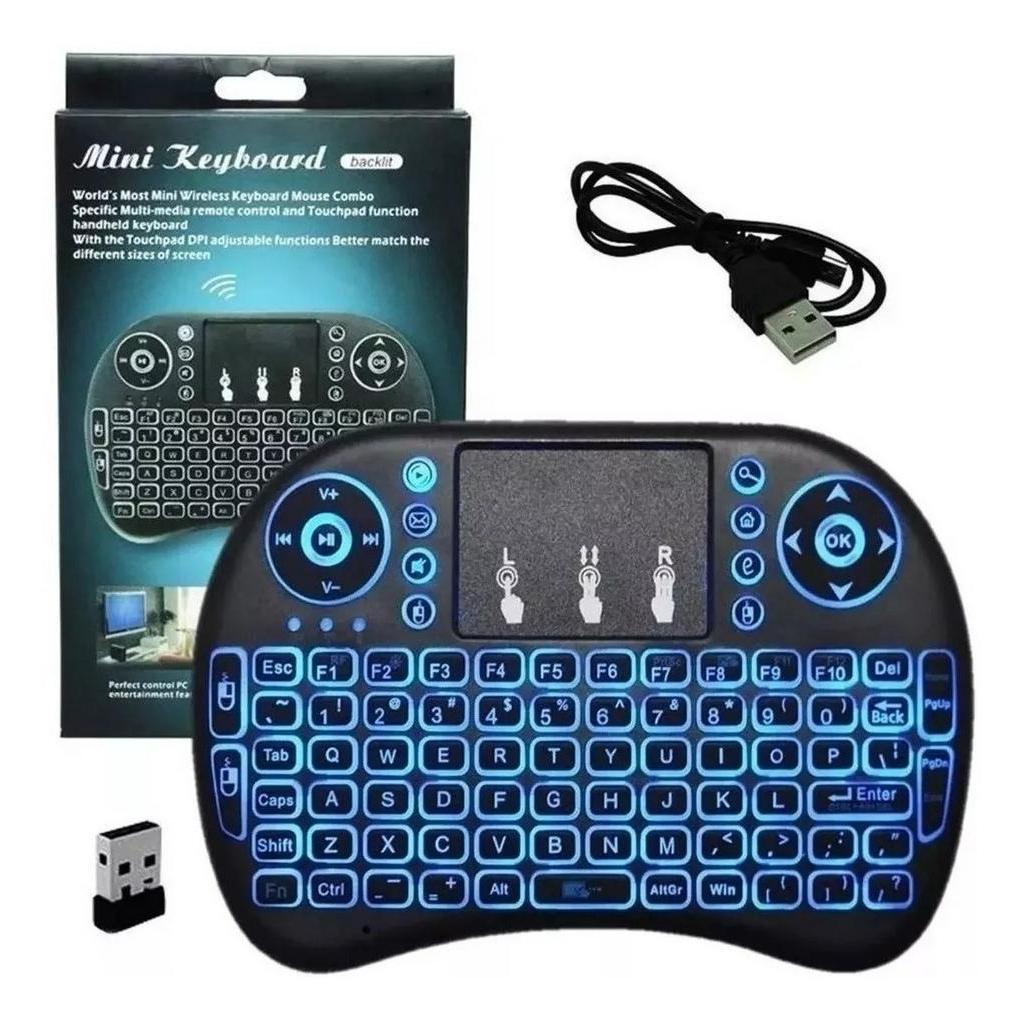 Mini Teclado Controle S/ Fio Touch Led Pc/note/gamer/tvsmart