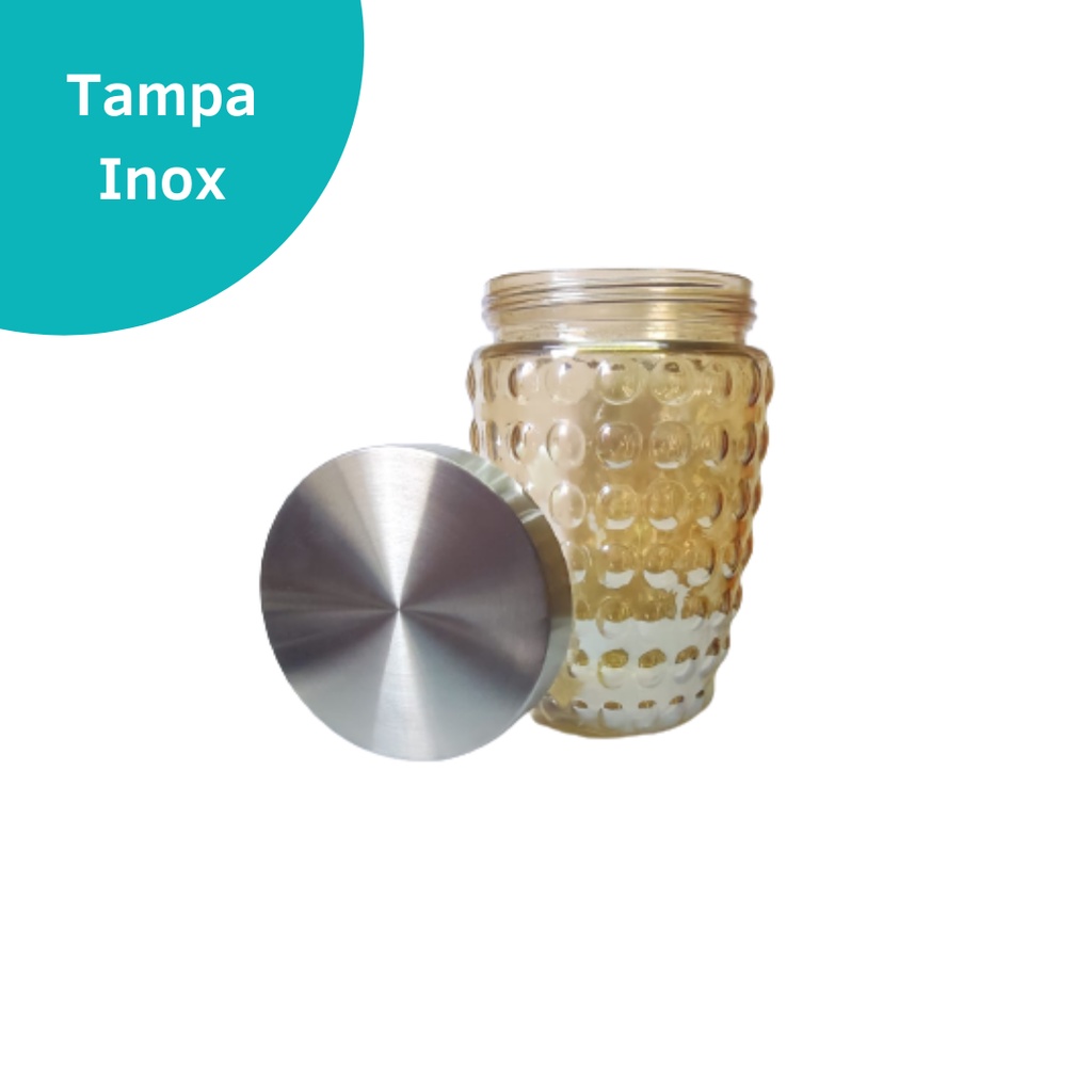 Pote De Vidro Luxo Mantimentos Tampa Inox Hermética Casambiente Bico Jaca Abacaxi 1100ml