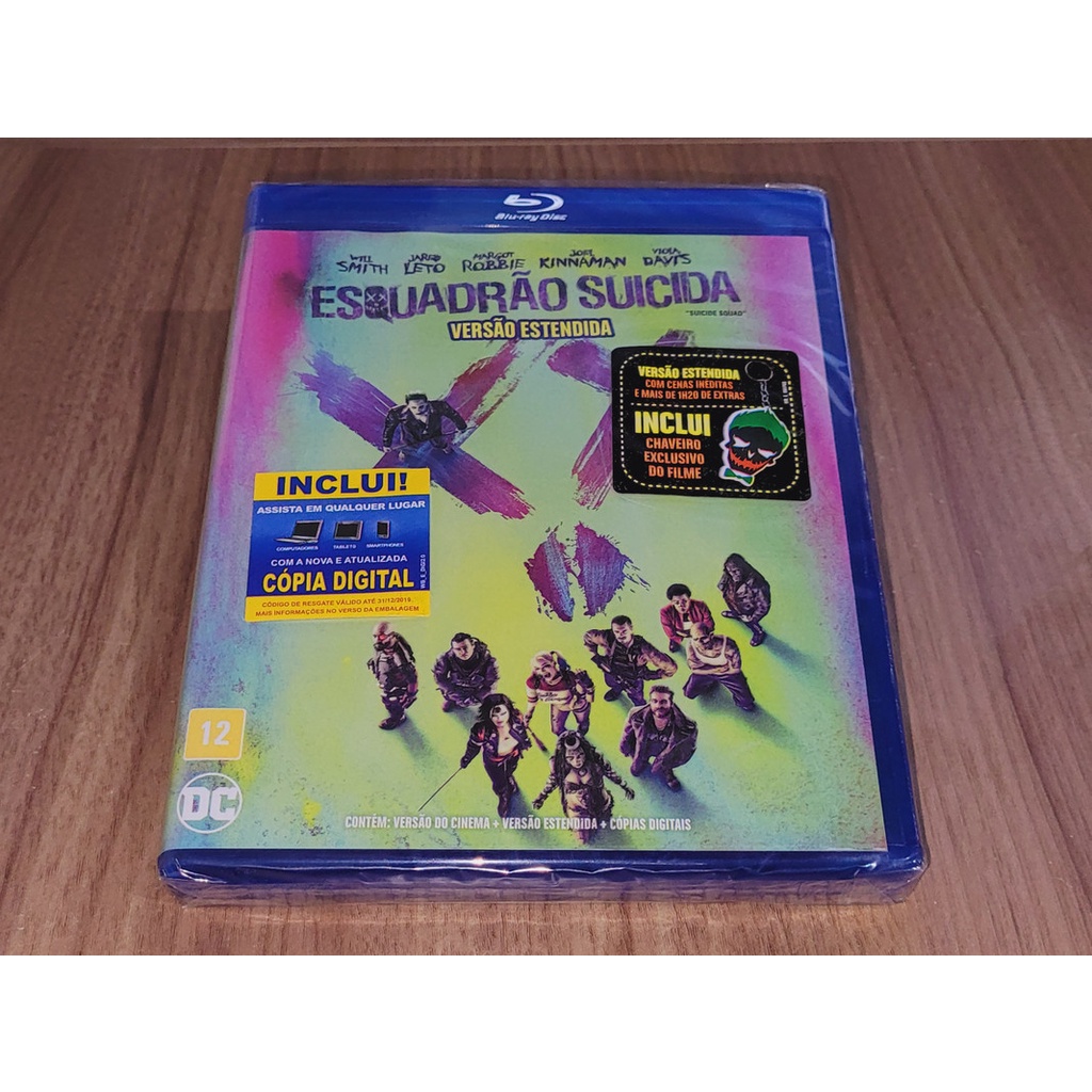 Blu-ray + Chaveiro Esquadrão Suicida (Versão Estendida + Versão de Cinema) | Suicide Squad Bluray Duplo