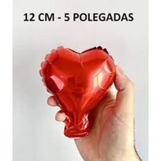 Kit 10 Balão Coração Metalizado 12cm - 5 Polegadas