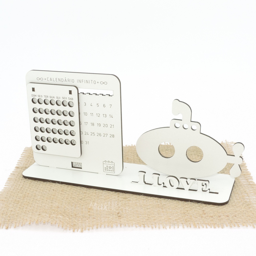 5 Calendário Infinito Personalizado Mdf Branco - Submarino