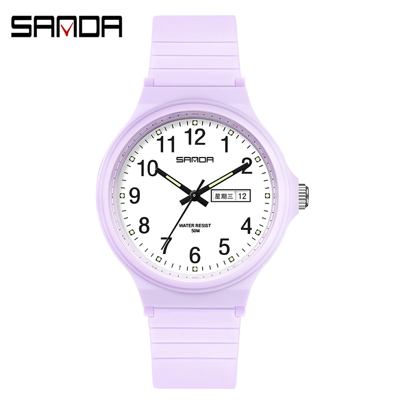 SANDA Relógio De Pulso Feminino/Quartzo Eletrônico À Prova D'água Com Calendário/Semana/Visor/Esportes Ao Ar Livre