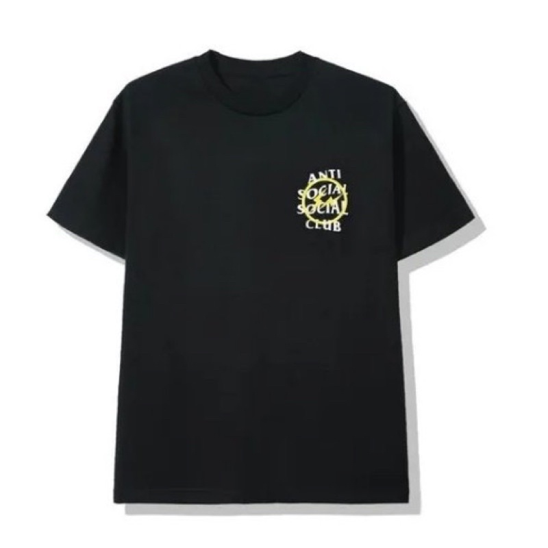 Blusa Camisa Camiseta Basica Unissex Anti Social Social Club Fragment Amarelo Raio Bolt lightning