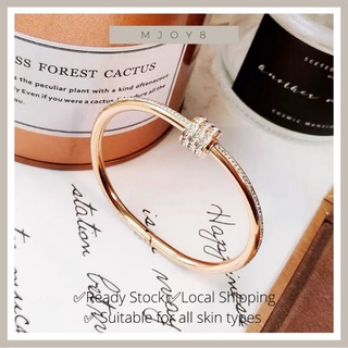 Swarovsk_i Pulseira Elementos Glamourous Barril De Parafuso Fecho De Aço Inoxidável bangle-Titanium Fashion steel Presente De Aniversário Feminino s802