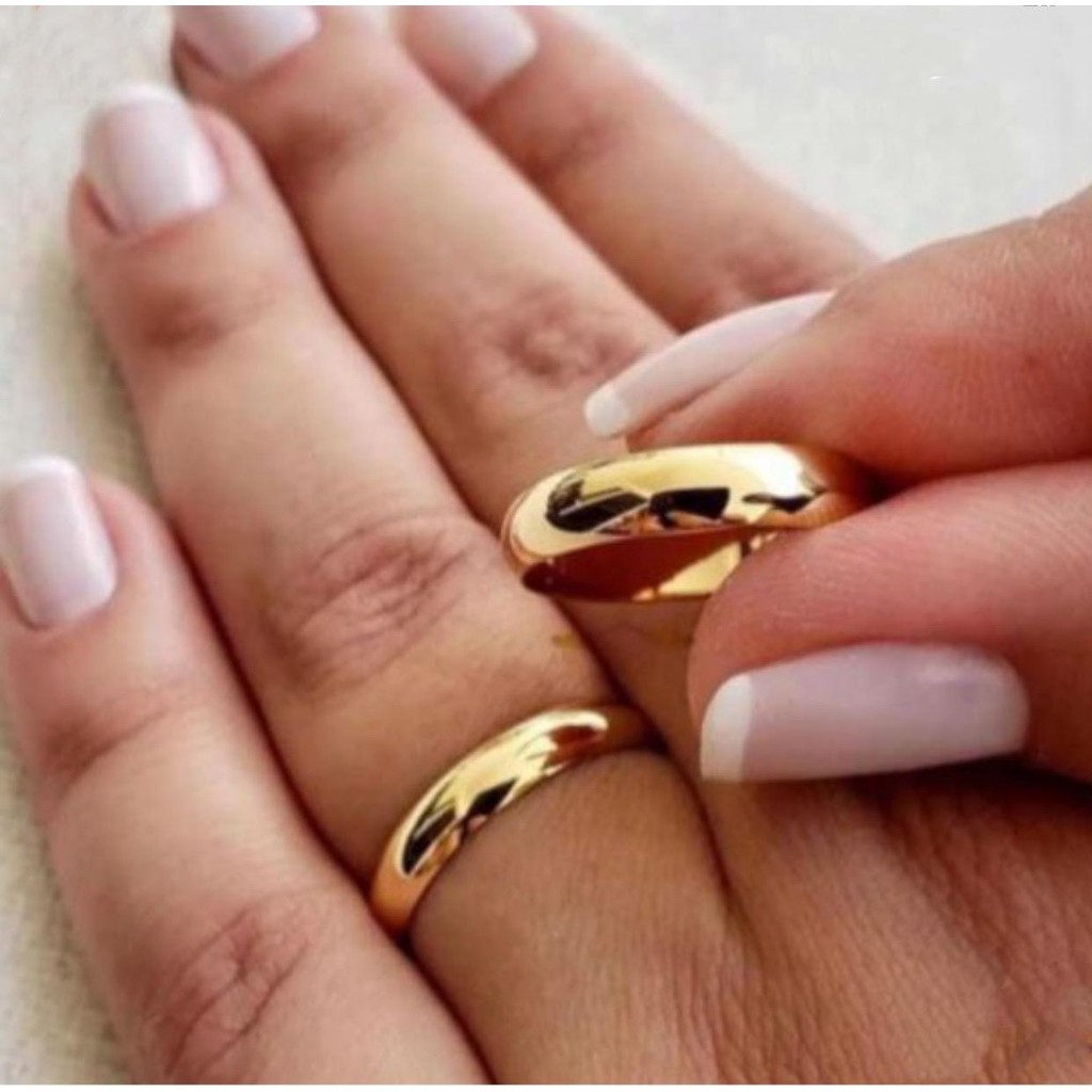 Aliança Anel Casamento Dourado Aço Inox Reta 4mm Fina Fashion Top Promoção Pronta Entrega em Oferta na Shopee