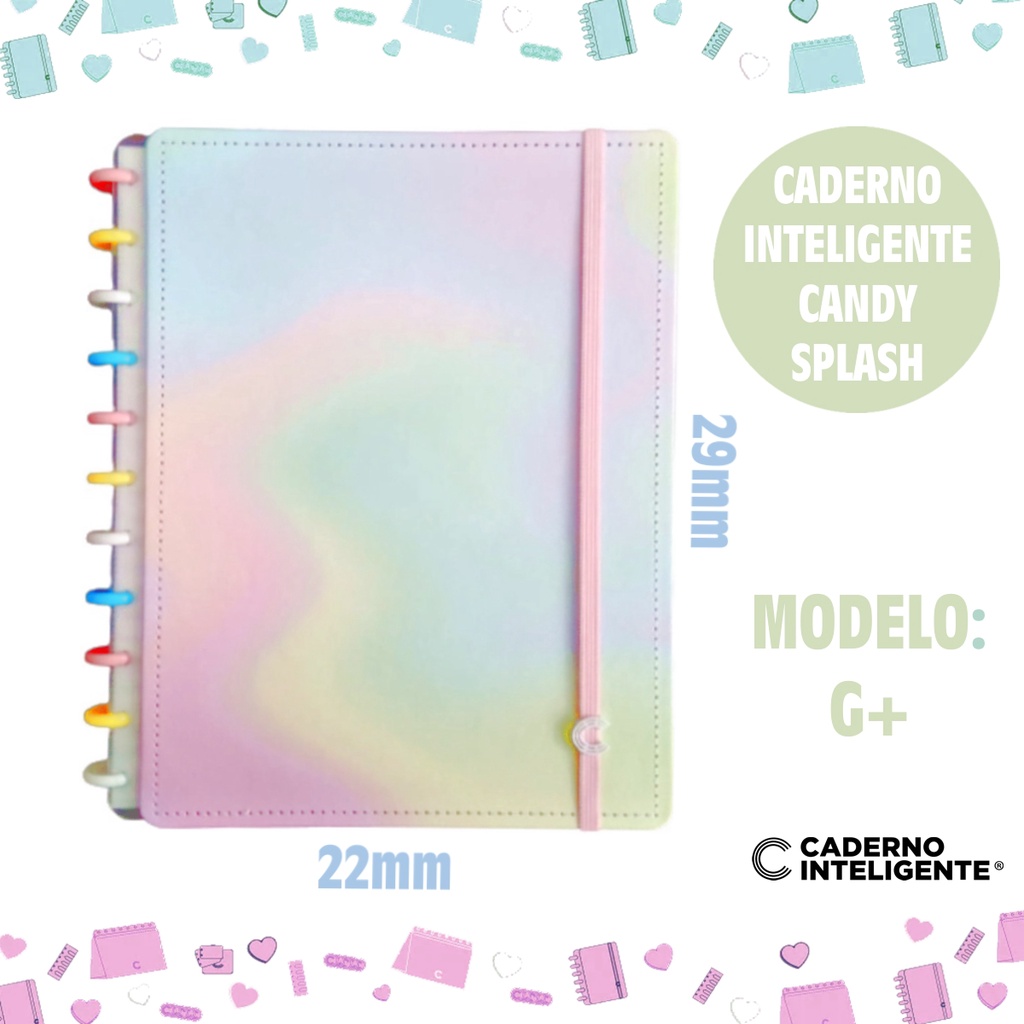 Caderno Inteligente Grande G+ Modelo Candy Splash