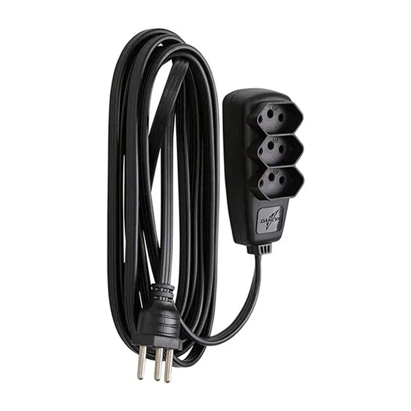 Extensão Elétrica Cabo Pp 3x0,75x3m 2p+t 10a Dn1914 3 Tomadas Daneva