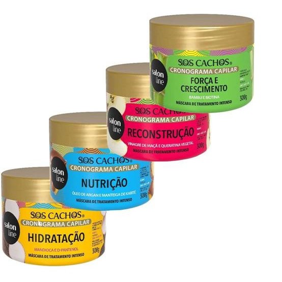 Kit Cronograma Capilar Sos Cachos Salon Line Reconstrucao Nutricao Hidratacao Forca E Crescimento Shopee Brasil