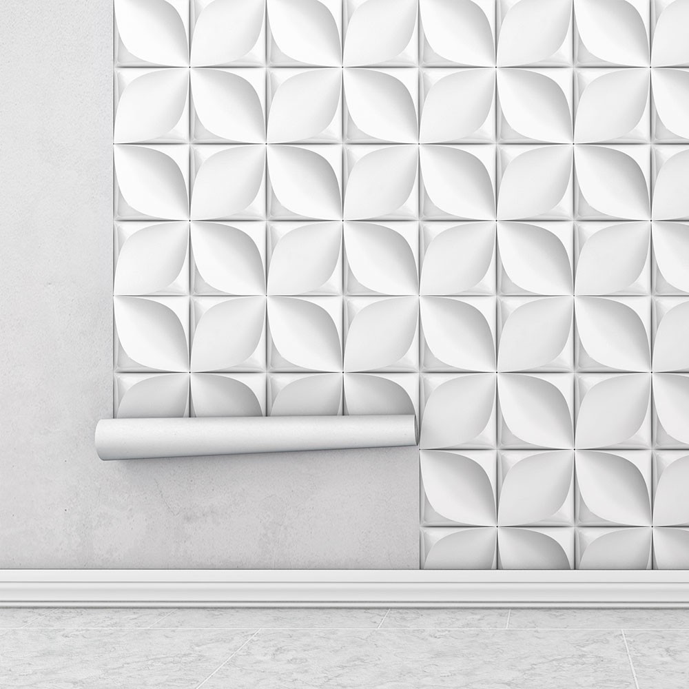 Papel de Parede 3D Flores em tons brancos e cinza Para Sala e Quarto em Oferta na Shopee