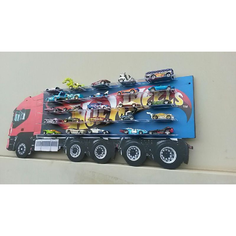 Carreta Caminhão Prateleira Para 25 Carrinhos HotWheels (Meninos)Decoração