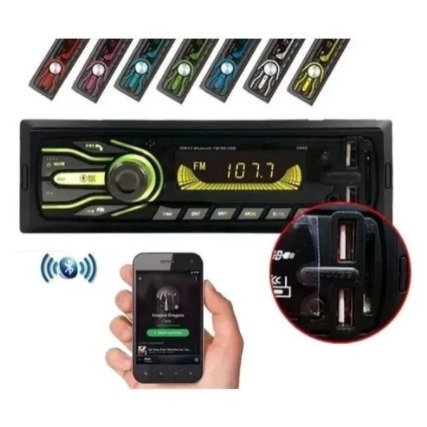 Auto Radio Mp3 First Option 5566TS 4 x 45 W Bluetooth Fm 2 Portas Usb Sd Card Aux P2 7 Cores Display