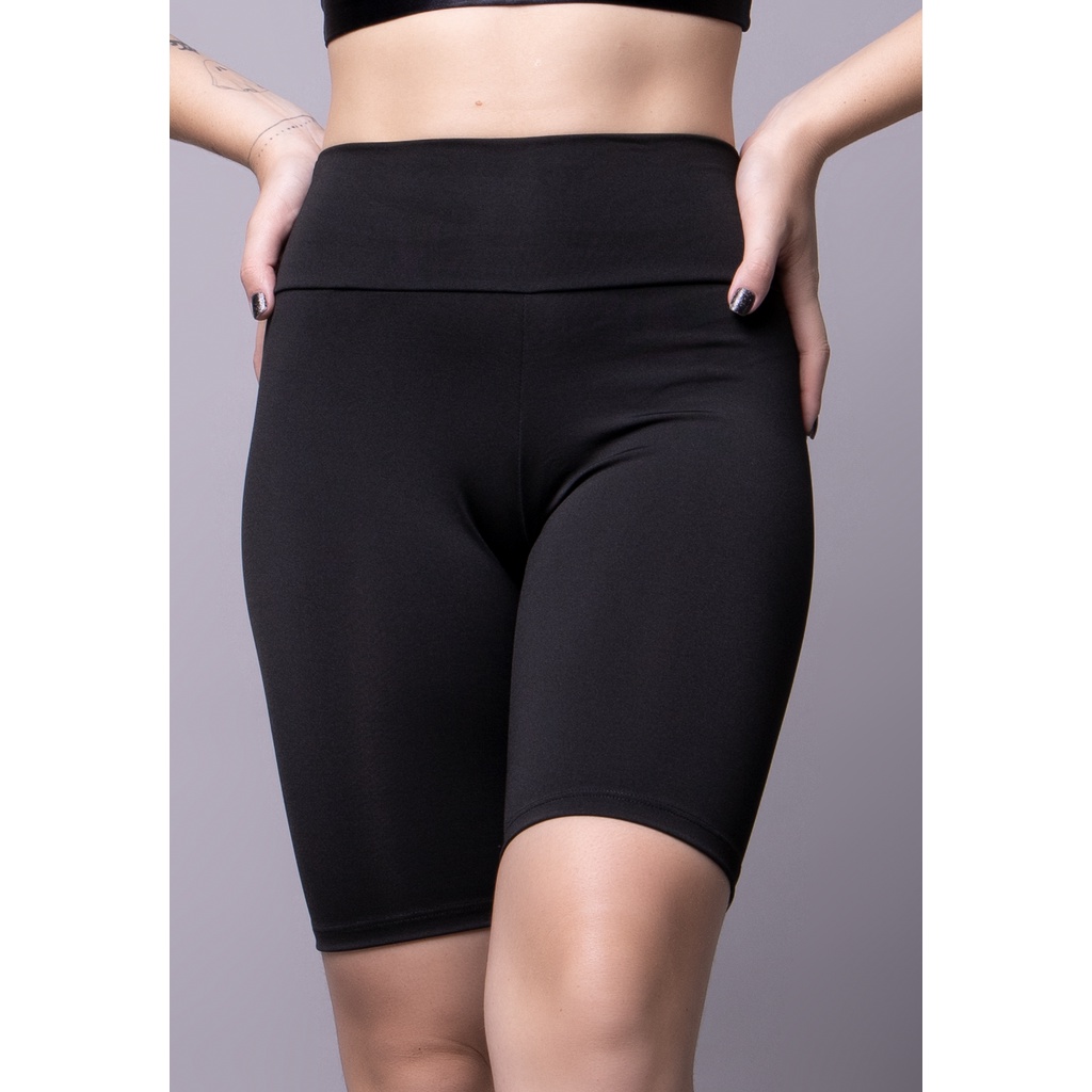 Bermuda Ciclista Suplex Short Cos Alto Cintura Alta De Academia Fitness