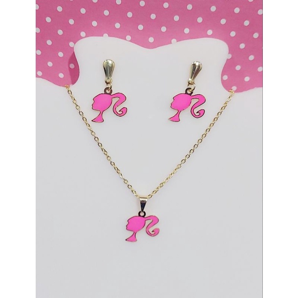 Conjunto de brinco e colar resinado folheado a Ouro 18k
