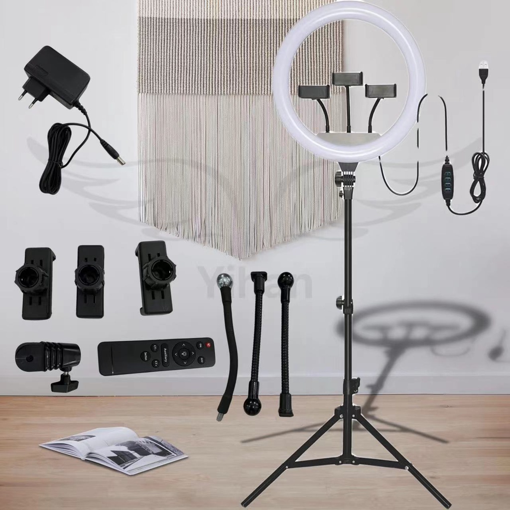 Kit Iluminador Ring Light Com grande Tripé Dimmer Led 14 Polegadas ...