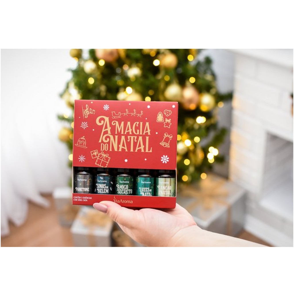 Kit Presente 5 Essencias A Magia Do Natal Via Aroma - cx vermelha | Shopee  Brasil