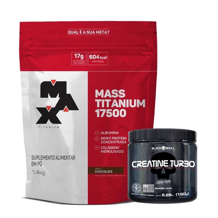 Hipercalórico Mass Titanium 17500 - 1.4KG + Creatina Turbo - 150g