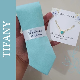 7 Kit Padrinho Gravata Semi Slim e Pulseira madrinha Folheada a Ouro PRONTA ENTREGA