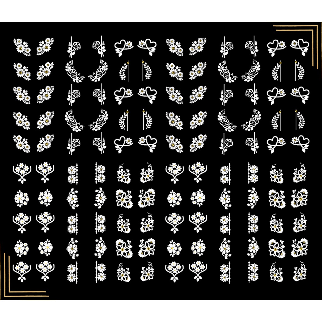 120 adesivos de unhas 3d películas de unhas branquinhas flores e variados — imagem 2 de 2