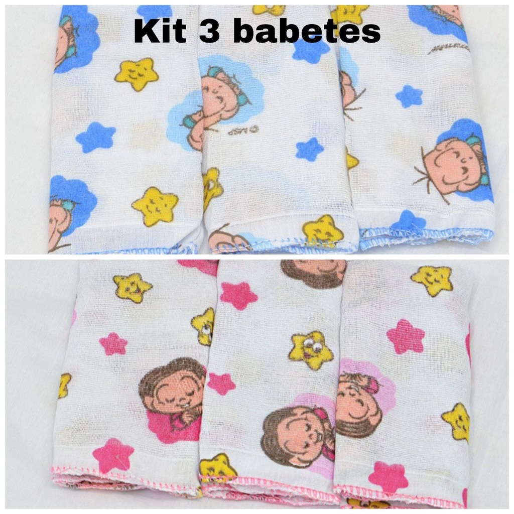 Kit De Panos De Boca Turma da Mônica ® Cebolinha (Rosa ou Azul) 3 Pç Incomfral Toalhinha de boca/ babete /tipo fraldinha
