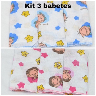 Kit De Panos De Boca Turma da Mônica ® Cebolinha (Rosa ou Azul) 3 Peças Incomfral Toalhinha de boca / babete / tipo fraldinha