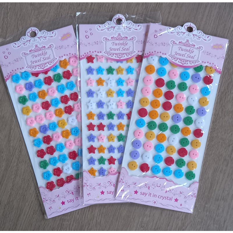 Cartelas de botões para artesanatos diversos - flor/estrela/redondo- Strass adesivo - cores sortidas em Oferta na Shopee
