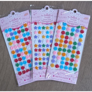 Cartelas de botões para artesanatos diversos - flor/estrela/redondo- Strass adesivo - cores sortidas em Oferta na Shopee