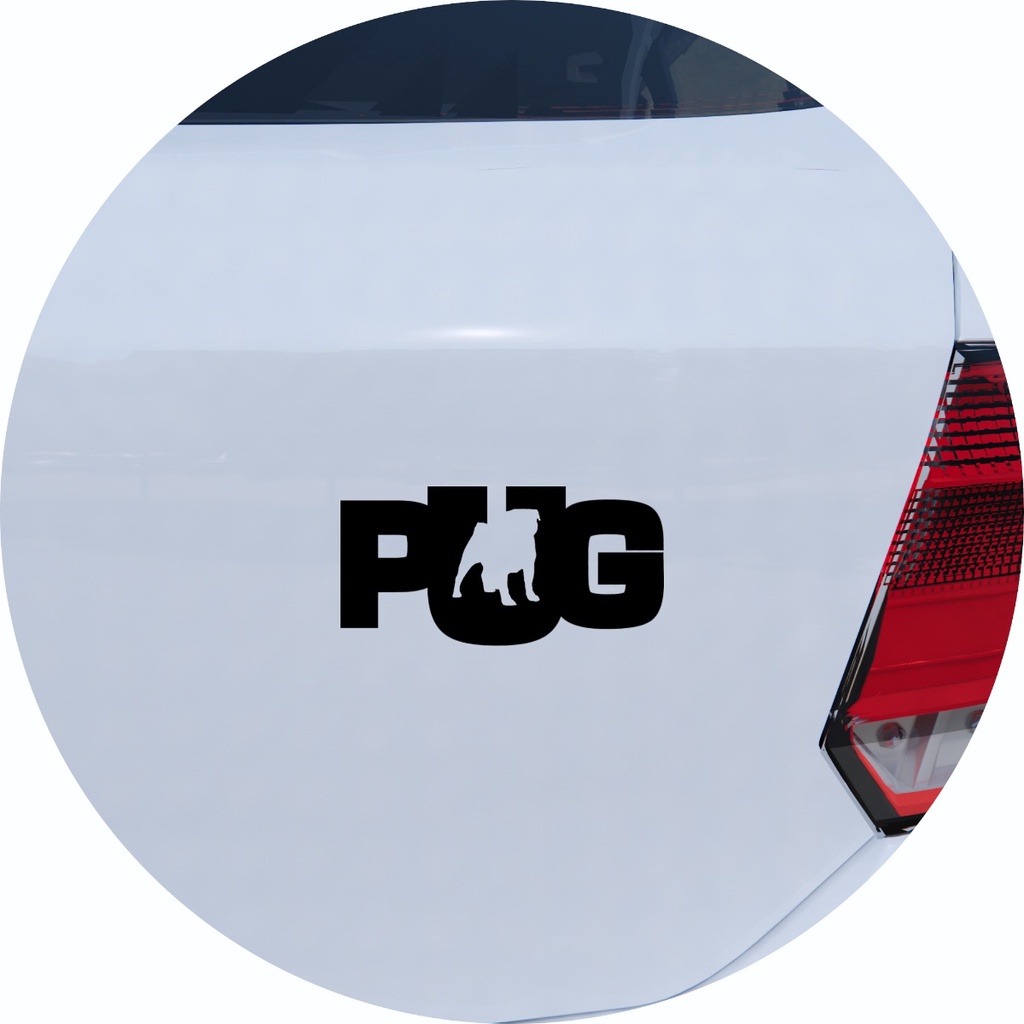 Adesivo de Carro Cachorro Raça Pug Escrito