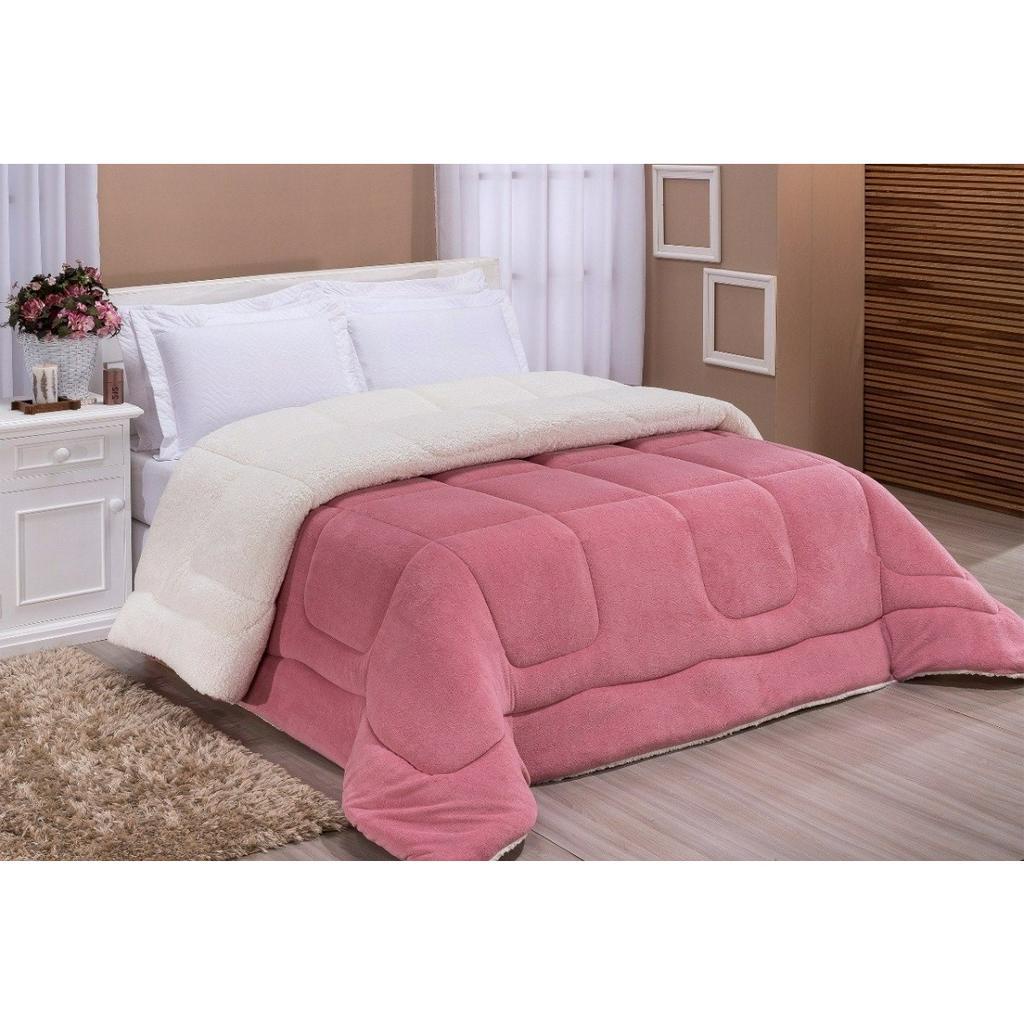 Coberdrom Edredom Pele De Carneiro Casal Queen Sherpa DuplaFace