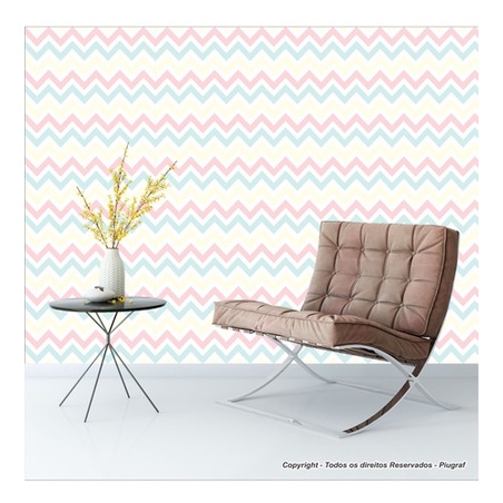 Papel De Parede Chevron Geométrico Rosa Amarelo  Ch50