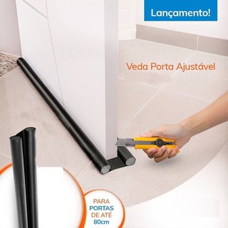 Protetor de Porta Impermeável Veda Porta Ajustável 80cm Preto Ideal Contra Poeira, Sujeira, Insetos Etc.. em Oferta na Shopee
