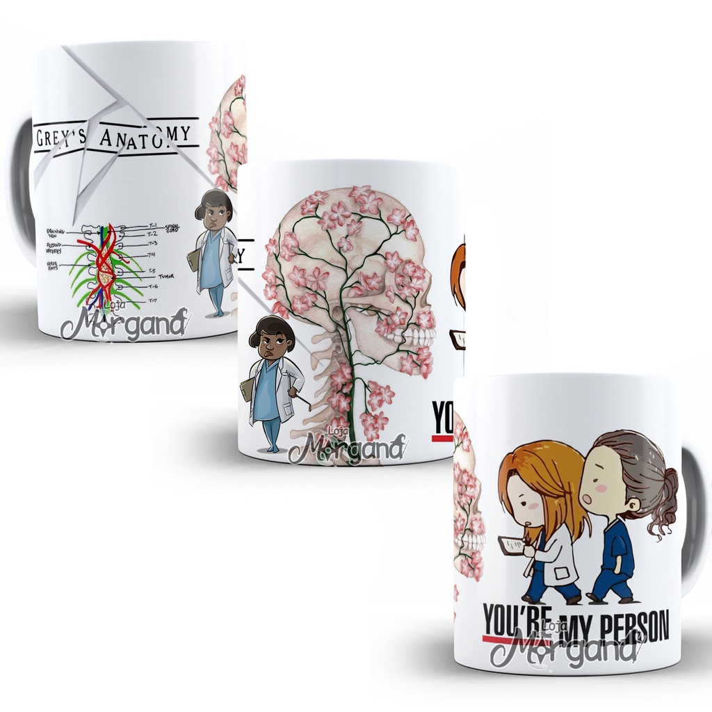 xicara greys anatomy bailey caneca cristina yang cancer derek inoperável caveira anatomica personalizada you're my person