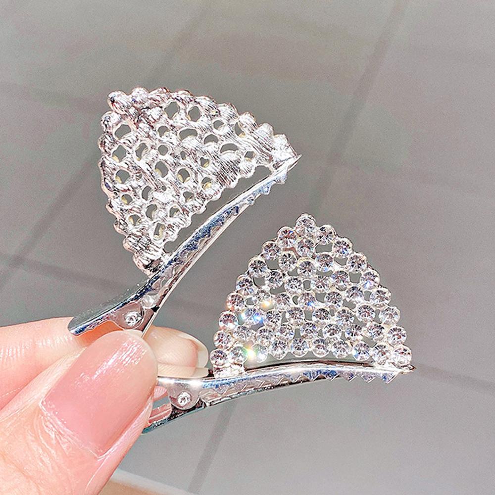 Grampos De Cabelo Com Orelhas De Gato VILKOR Adoráveis 1 Par De Presilhas De Cristal Fofas De Princesa Coreana — imagem 2 de 2