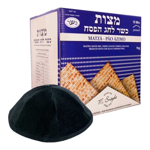 Matzá Pão Ázimo Kosher 1kg + Kipá Ortodoxo Preto 6 Gomos em Oferta na Shopee